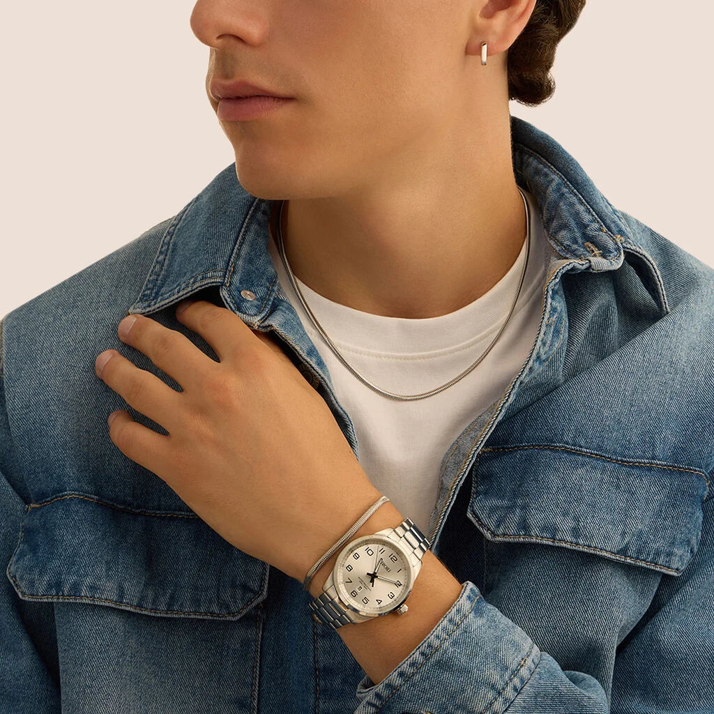 Collana Uomo Stroili Gentleman Argento Maglia Snake Piatta