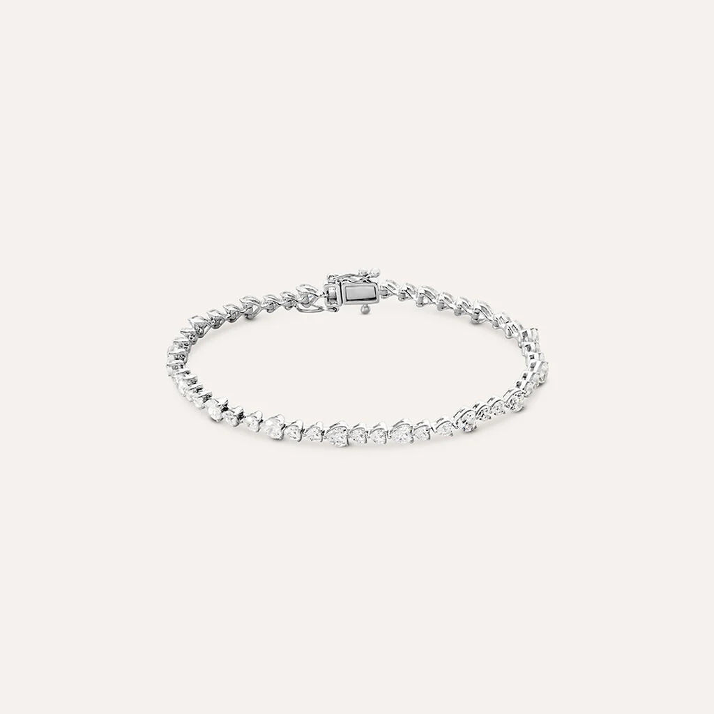 Bracciale Tennis Stroili Red Carpet Argento Zirconi Taglio Cuore Grandi E Piccoli