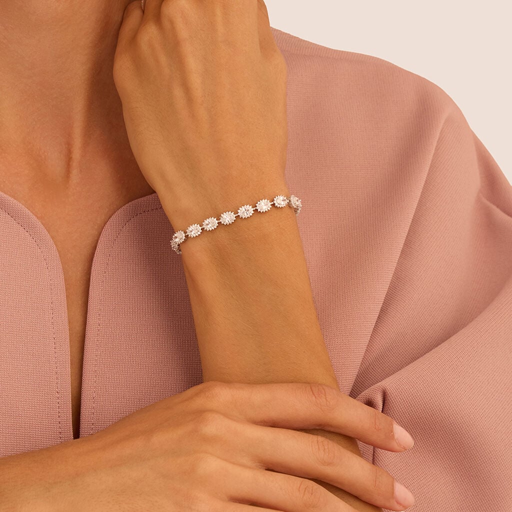 Bracciale Tennis Stroili Silver Elegance Argento E Zirconi Taglio Ovale Contornati