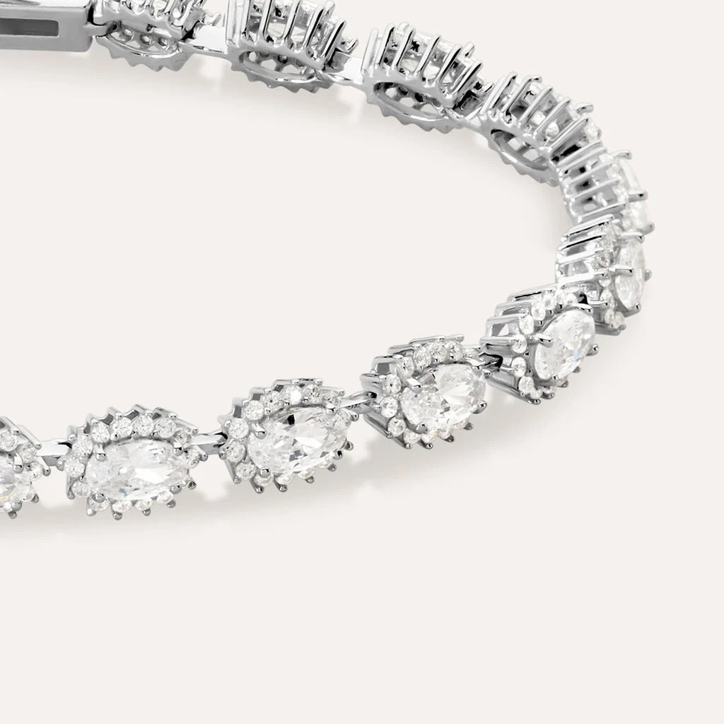Bracciale Tennis Stroili Silver Elegance Argento E Zirconi Taglio Ovale Contornati