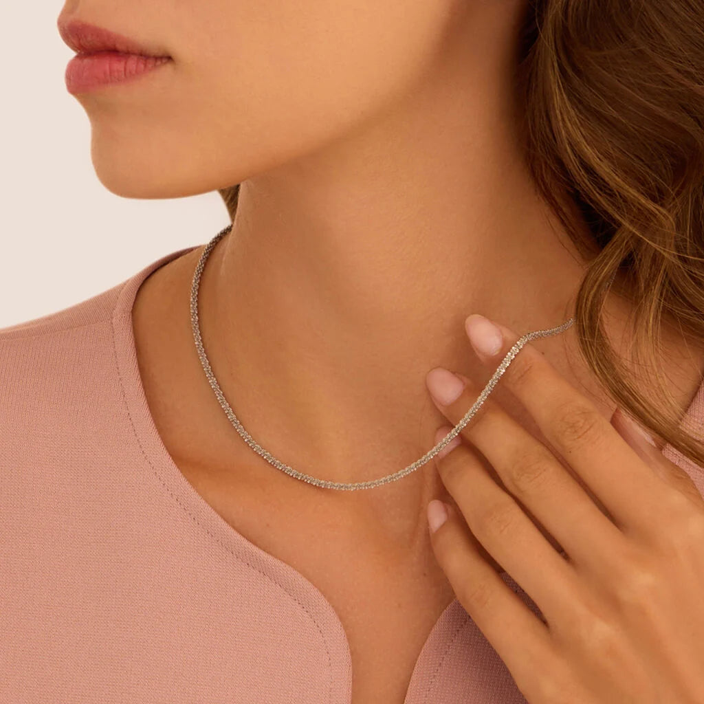 Collana Stroili Moonlight Acciaio Catena Maglia Criss-Cross