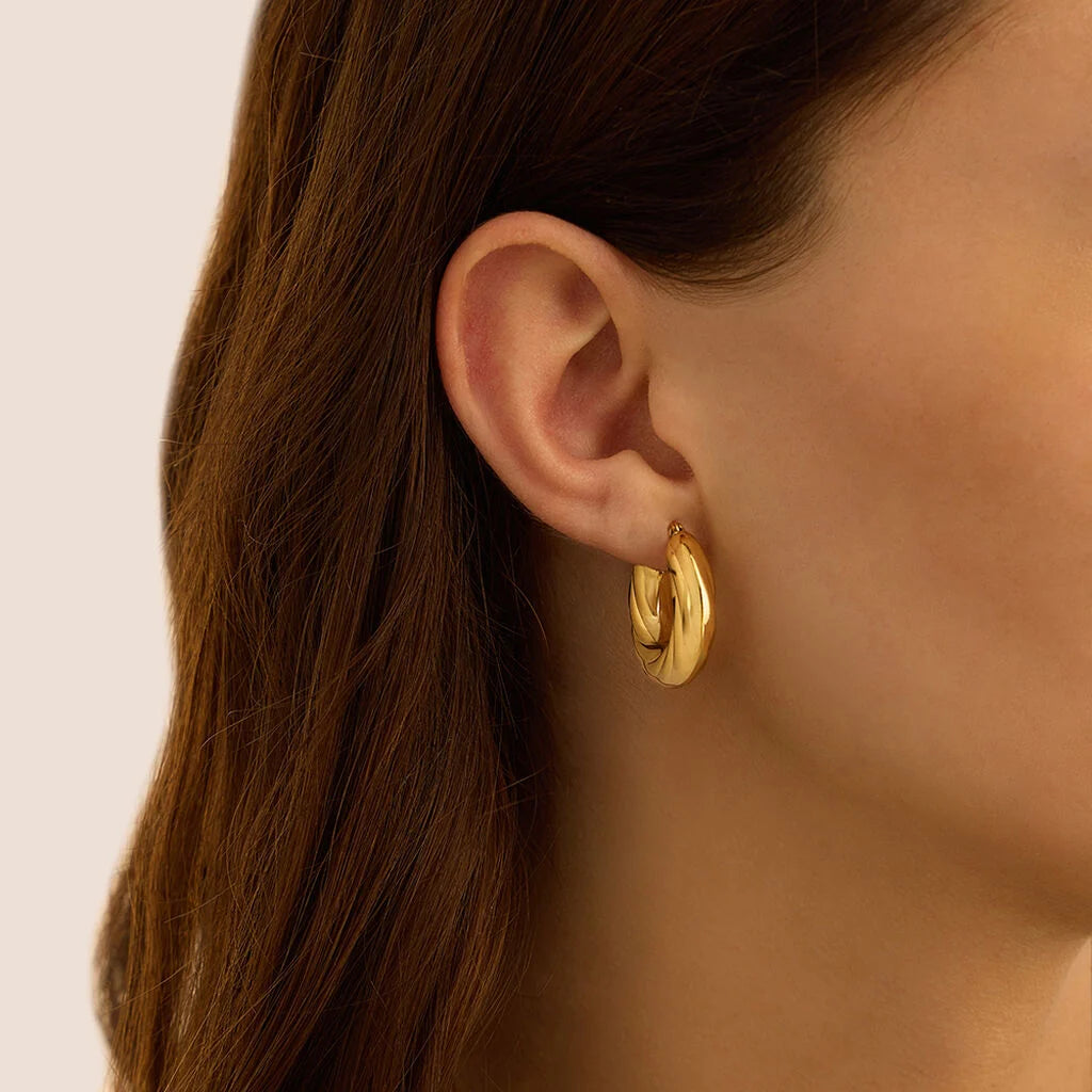 Orecchini A Cerchio IStroili Radiance Acciaio Pvd Oro Torchon