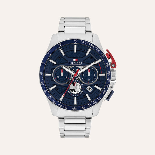 Orologio Tommy Hilfiger Bank Chrono 44 Mm Acciaio Braccialato Blu