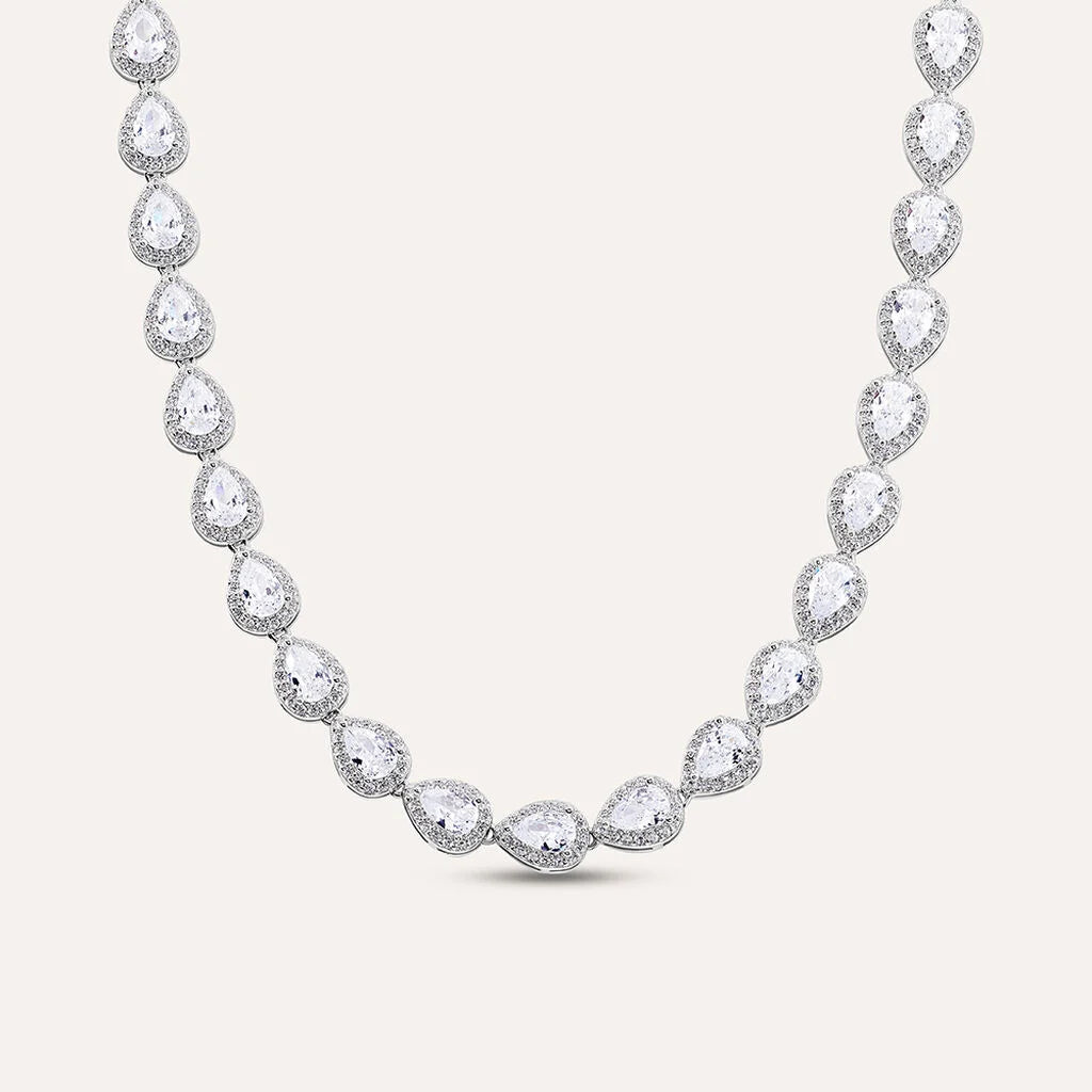Collana Stroili Red Carpet Argento Maglia Tennis Zirconi Bianchi A Goccia