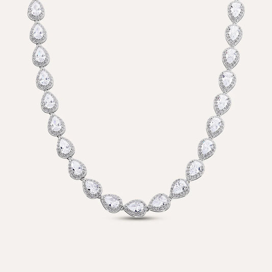Collana Stroili Red Carpet Argento Maglia Tennis Zirconi Bianchi A Goccia