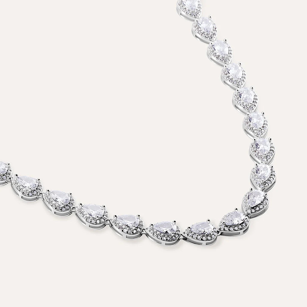 Collana Stroili Red Carpet Argento Maglia Tennis Zirconi Bianchi A Goccia