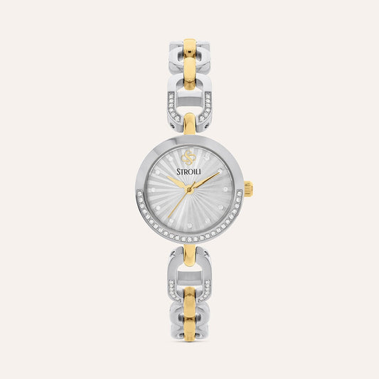 Orologio Stroili Vivienne Lady 23,5 Mm Acciaio Braccialato Bicolore Silver/Pvd Oro E Strass