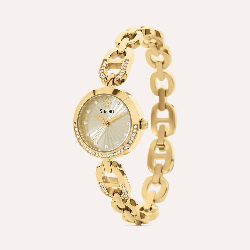 Orologio Stroili Vivienne Lady 23,5 Mm Acciaio Braccialato Pvd Oro/Strass