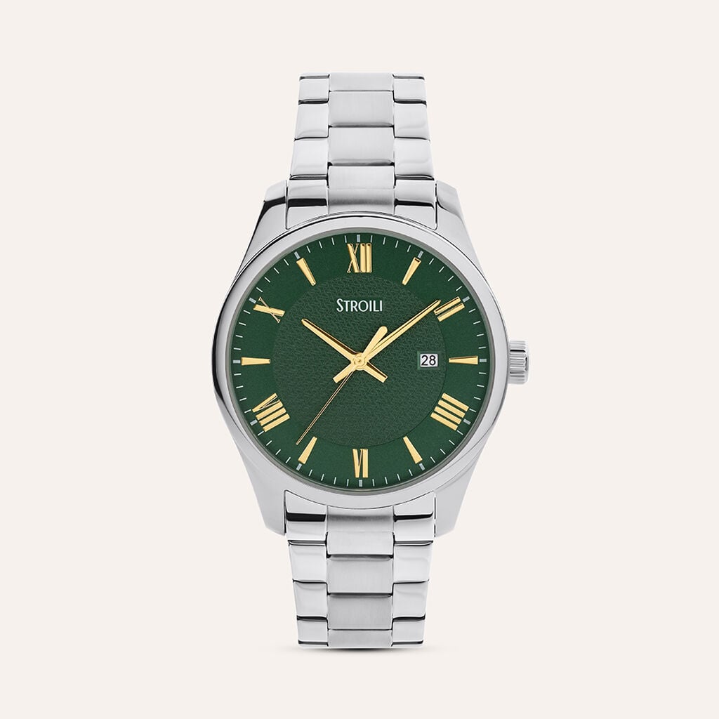 Orologio Stroili Nizza 40 Mm Acciaio Braccialato Quadrante Verde