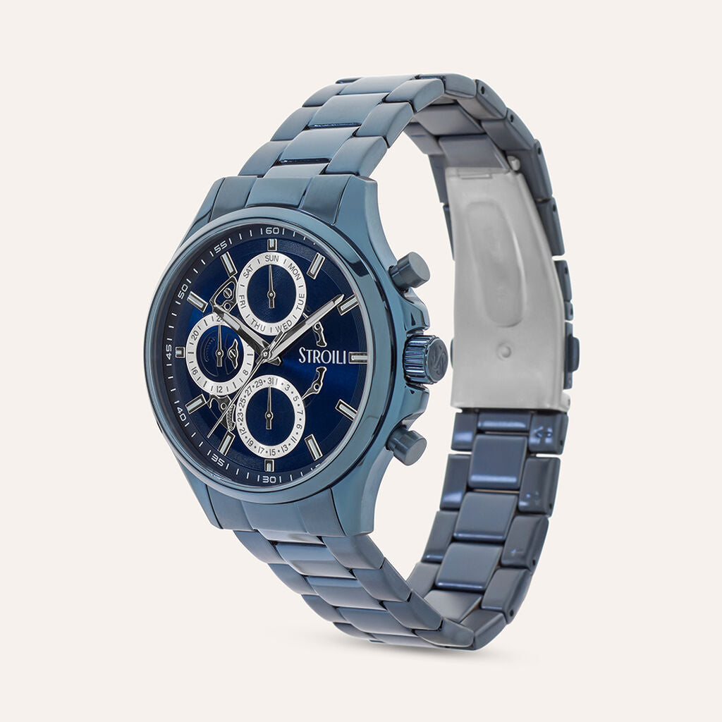 Orologio Stroili Chicago Multifunzione 42 Mm Acciaio Braccialato Pvd Blu