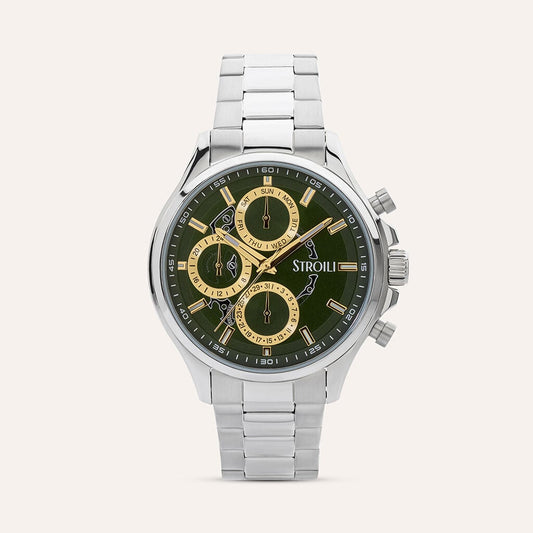 Orologio Stroili Chicago Multifunzione 42 Mm Acciaio Braccialato Quadrante Verde