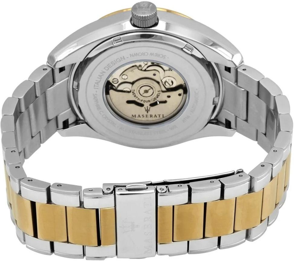 Orologio Maserati Traguardo Automatico 45 mm Acciaio Pvd Oro Braccialato Quadrante Skeleton