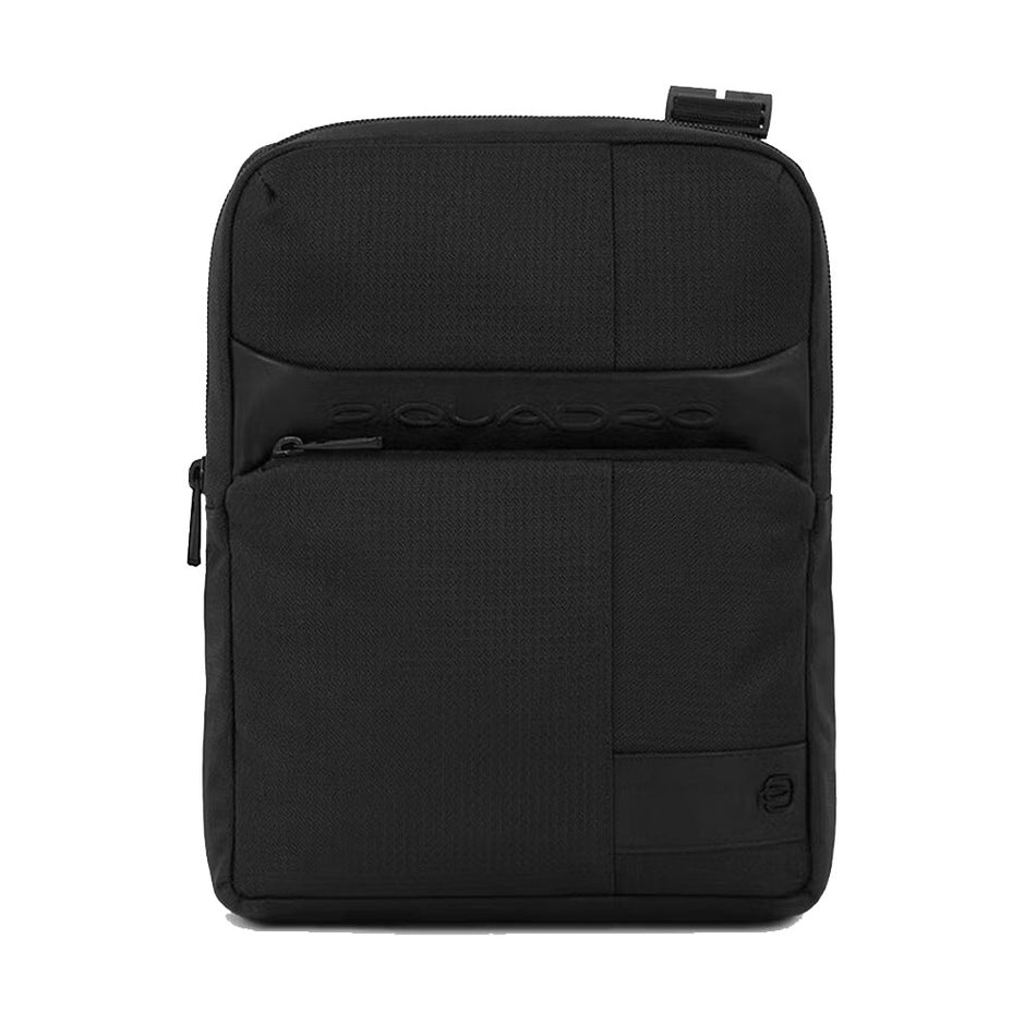 Borselli Piquadro Borsello Porta Ipad In Tessuto Nero Inserti Pelle Nera