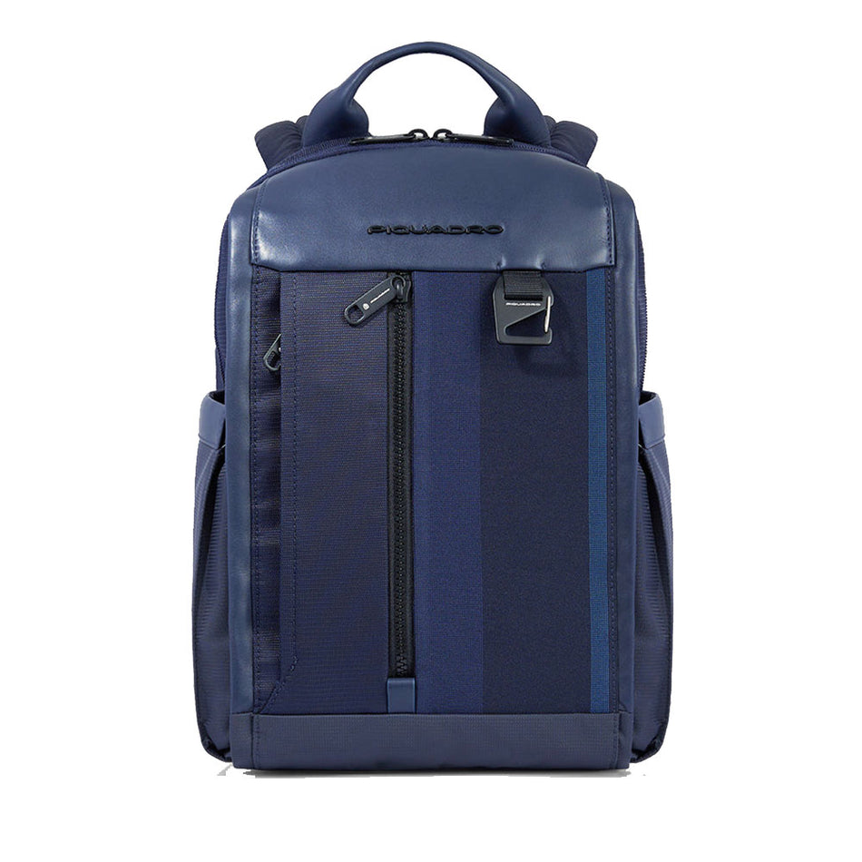 Zaini Piquadro Zaino Porta Pc Ipad In Tessuto Blu Inserti Pelle