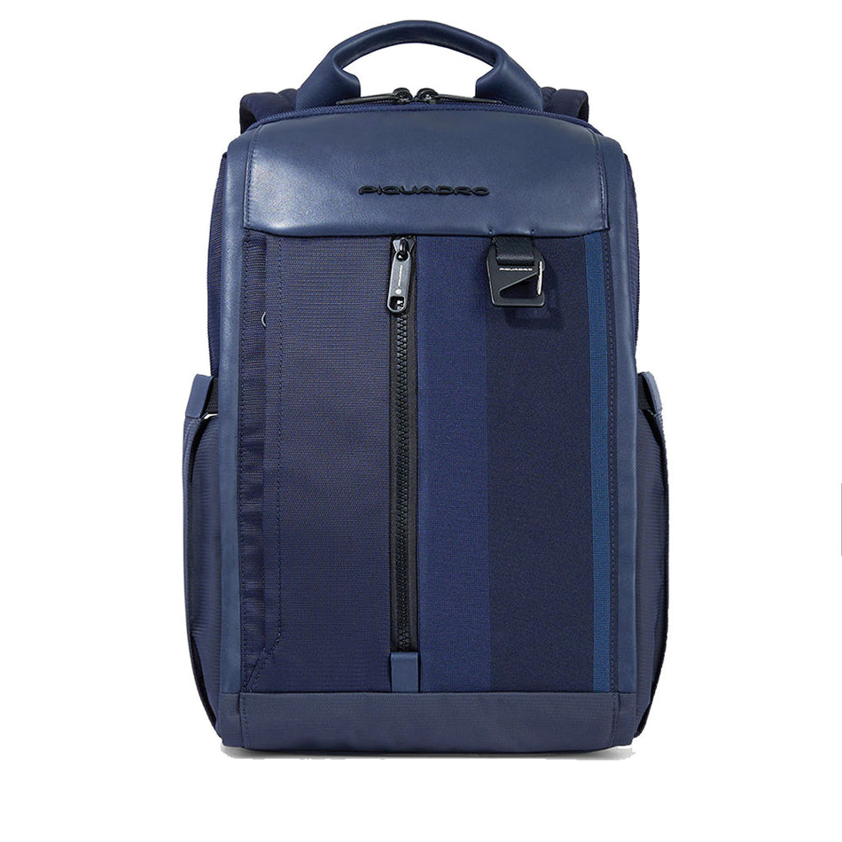 Zaini Piquadro Zaino Porta Pc Ipad In Tessuto Ed Inserti Pelle Blu