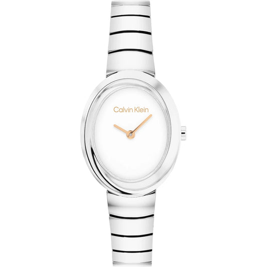 Orologio Calvin Klein Twisted Bezel Lady Ovale 24 Mm Acciaio Braccialato Silver