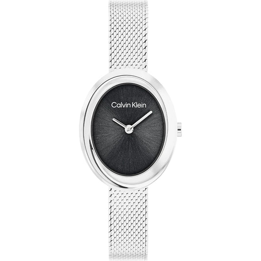 Orologio Calvin Klein Twisted Bazel Lady 24 Mm Acciaio Braccialato Maglia Milanese Nero