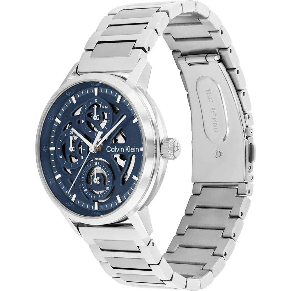 Orologio Calvin Klein Gauge Multifunzione 41 Mm Acciaio Braccialato Blu/Silver