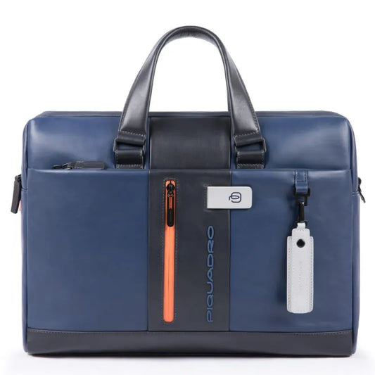 Borse Lavoro Piquadro Cartella Due Manici Porta Pc Ipad Pelle Blu Grigia