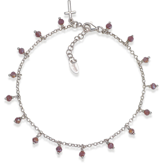 Croce Amen Romance Cavigliera Argento Charms Cristalli Cangianti Viola