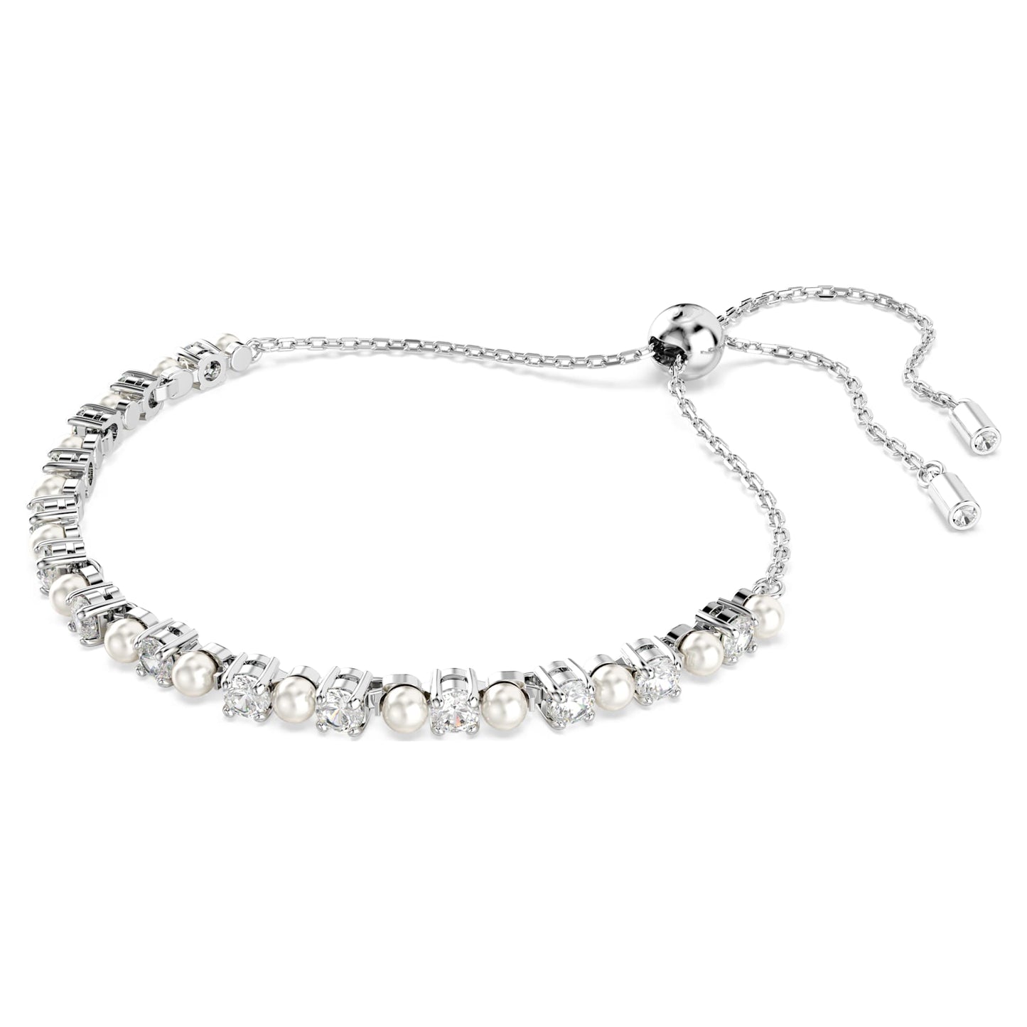 Bracciale Swarovski Matrix Crystal Pearl, Taglio Round, Bianco, Placcato rodio