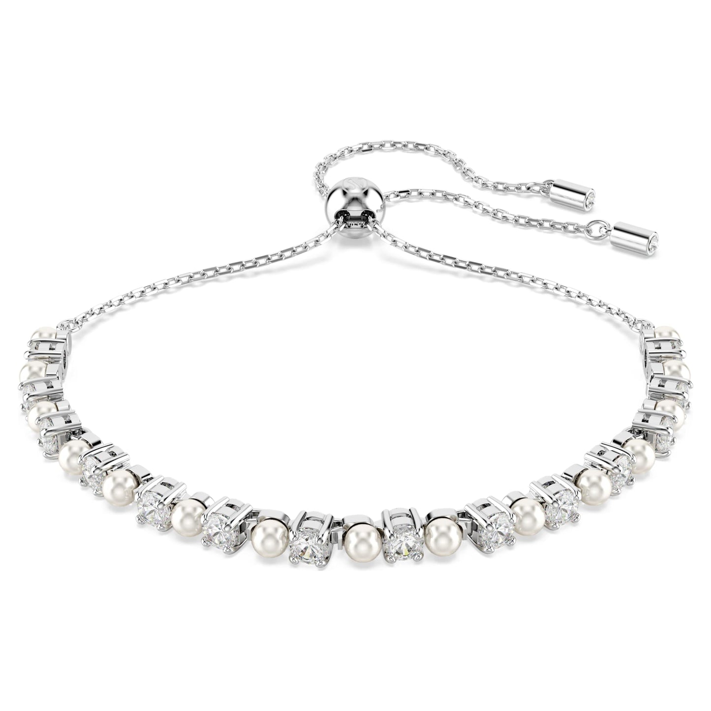 Bracciale Swarovski Matrix Crystal Pearl, Taglio Round, Bianco, Placcato rodio
