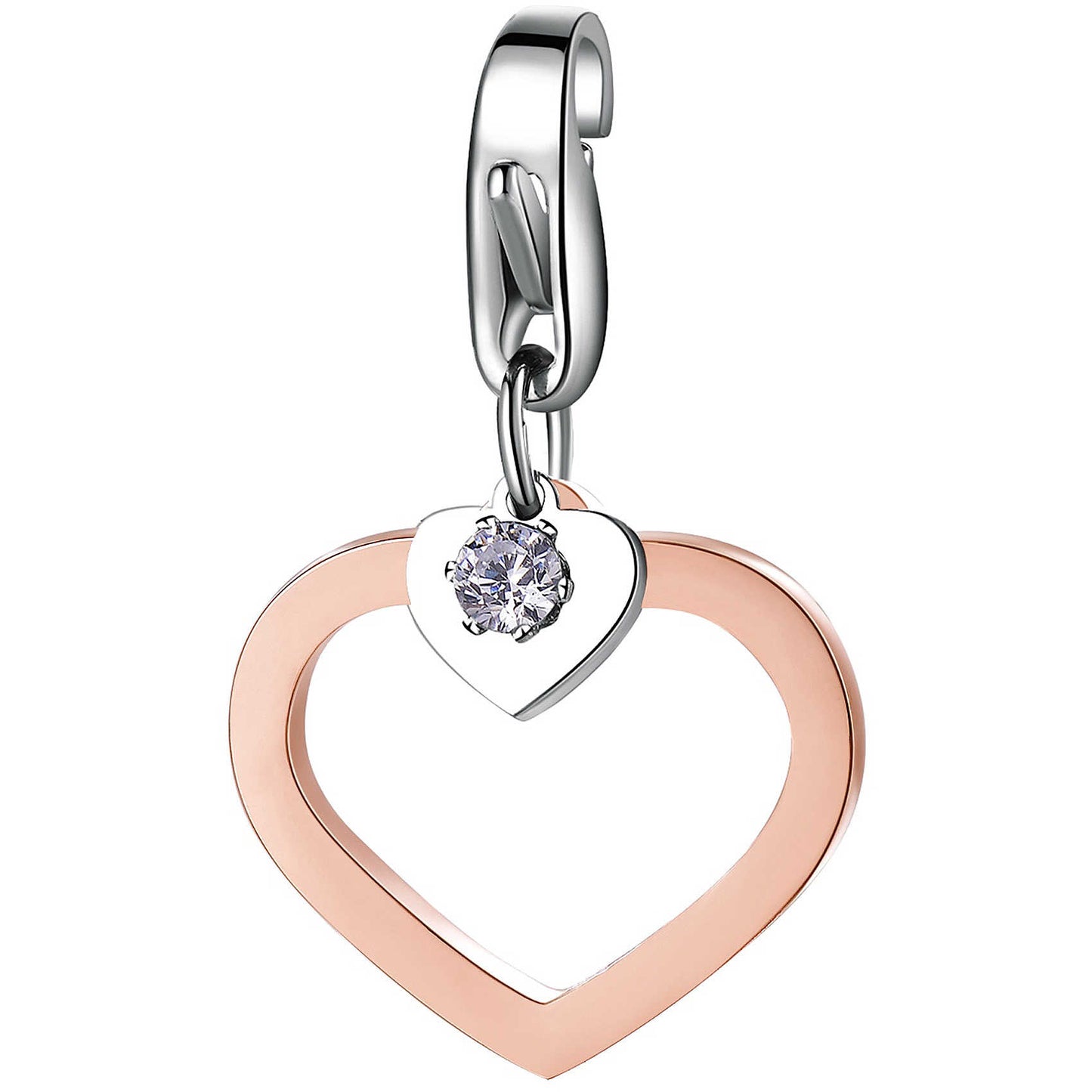 Charms Sagapò Happy Charm Pvd Oro Rosa Cristallo Cuore