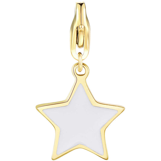 Ciondoli Sagapò Happy Charm Stella Pvd Oro e Smalto Bianco