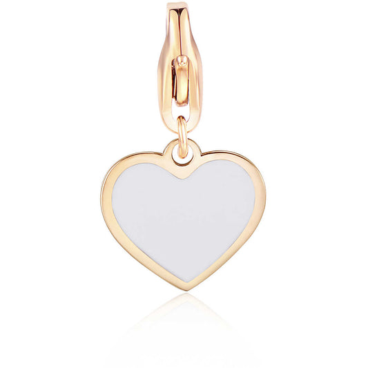 Ciondoli Sagapò Happy Charm Cuore Pvd Oro Rosa E Smalto Bianco