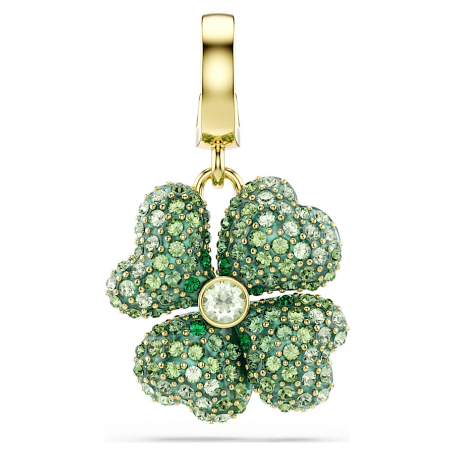 Charm Swarovski Idyllia Quadrifoglio Piccolo Verde, Placcato color oro