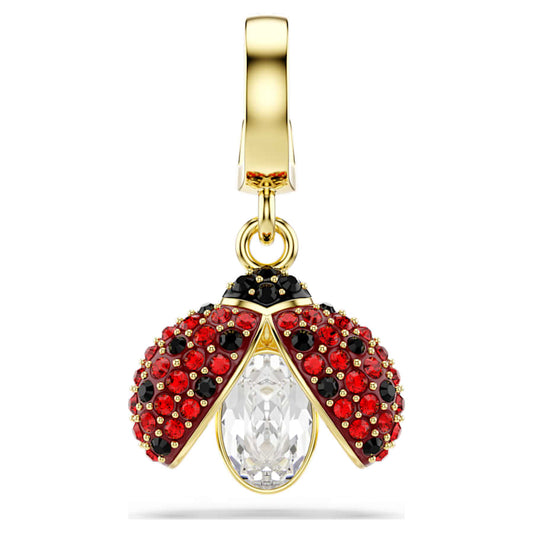Charm Swarovski Idyllia Taglio misto, Coccinella, Rosso, Placcato color oro