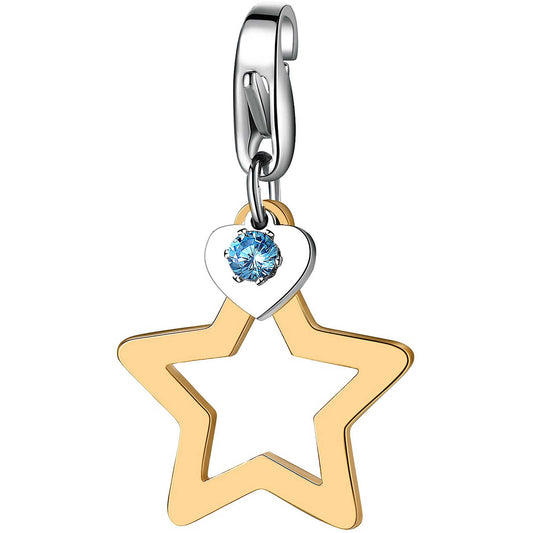 Charms Sagapò Happy Charm Pvd Oro Cristallo Azzurro Stella