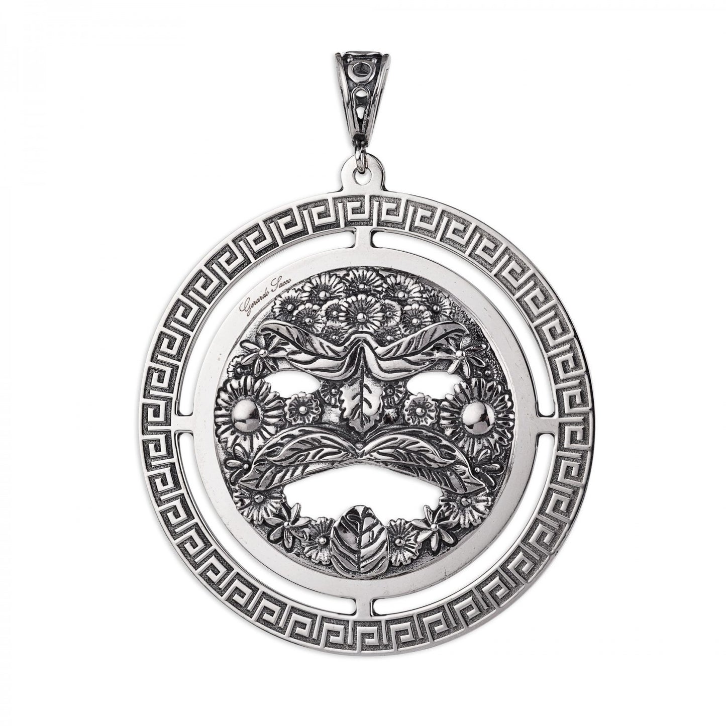 Pendente Gerardo Sacco Maschere Ciondolo in Argento Greca e Maschera