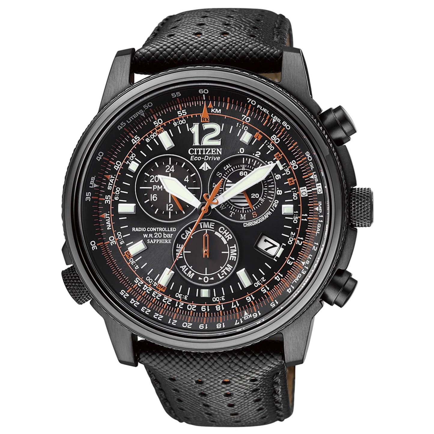 Orologio Citizen Crono Pilot Eco-Drive Radio-Controlled Duratect Nero