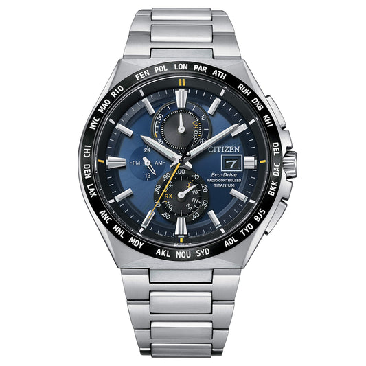 Orologio Citizen Radiocontrollato H800 Super Titanio Eco-Drive Chrono 43 mm Blu