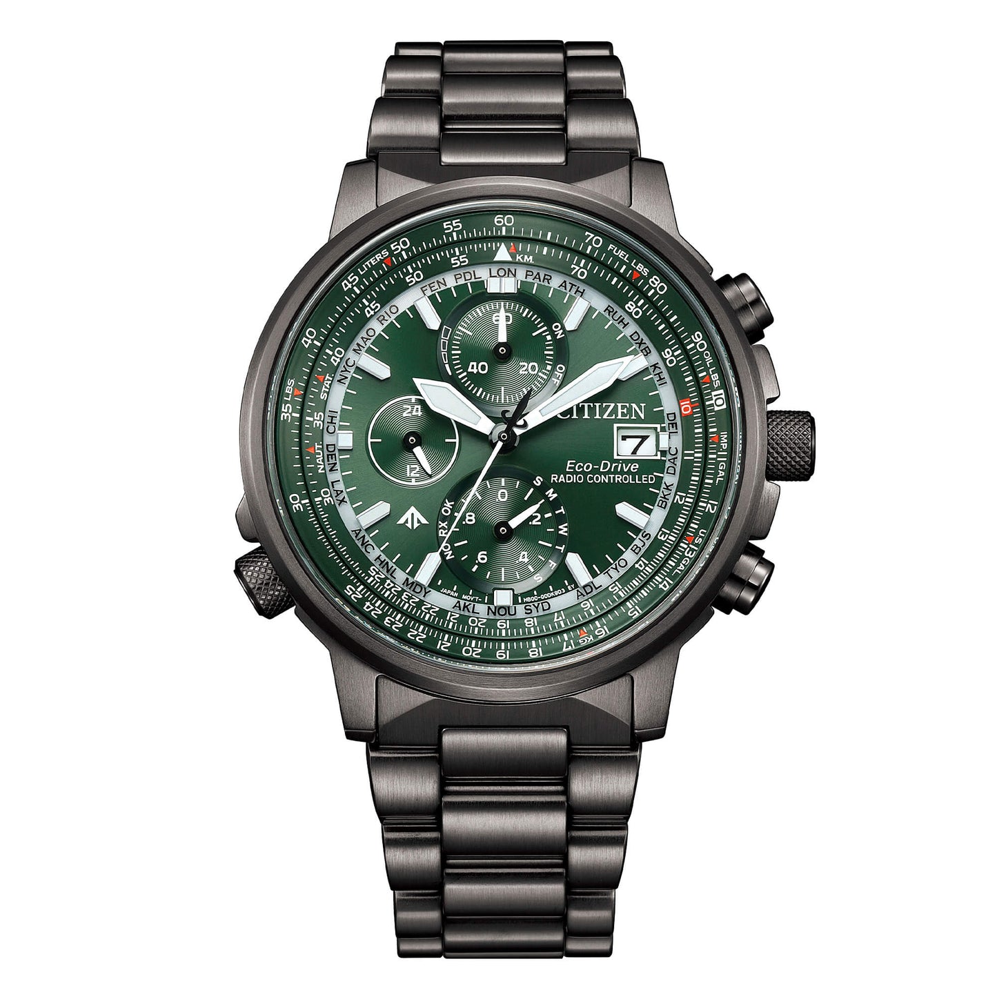 Orologio Citizen Chono Pilot Eco Drive Radio Controlled 41 mm Braccialato Verde