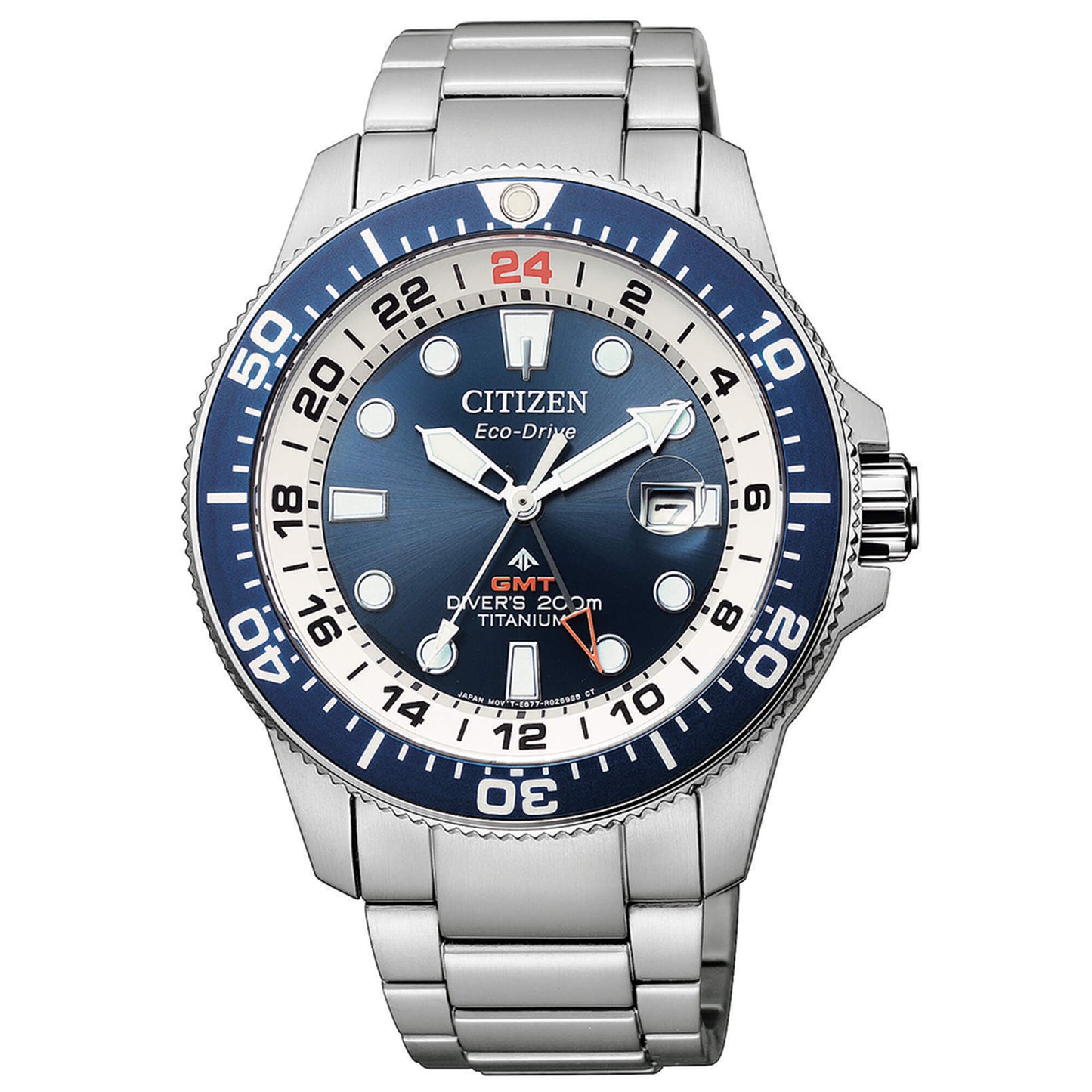 Orologio Citizen Promaster Diver's Gmt Supertitanio Eco-Drive 43,5 mm Blu