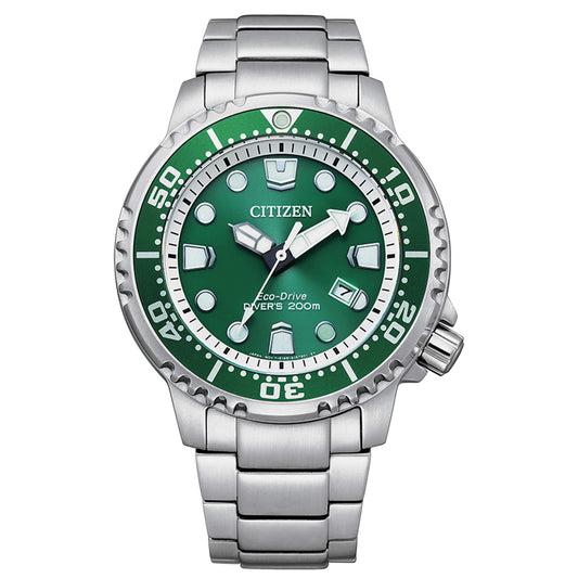 Orologio Citizen Promaster Diver's Eco Drive 200 mt 44 mm Braccialato Verde