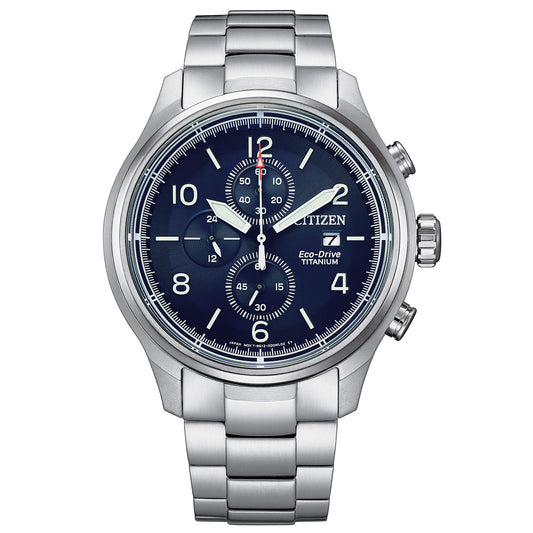 Orologio Citizen Super Titanium 0810 Crono Eco-Drive Chrono 44 mm Blu