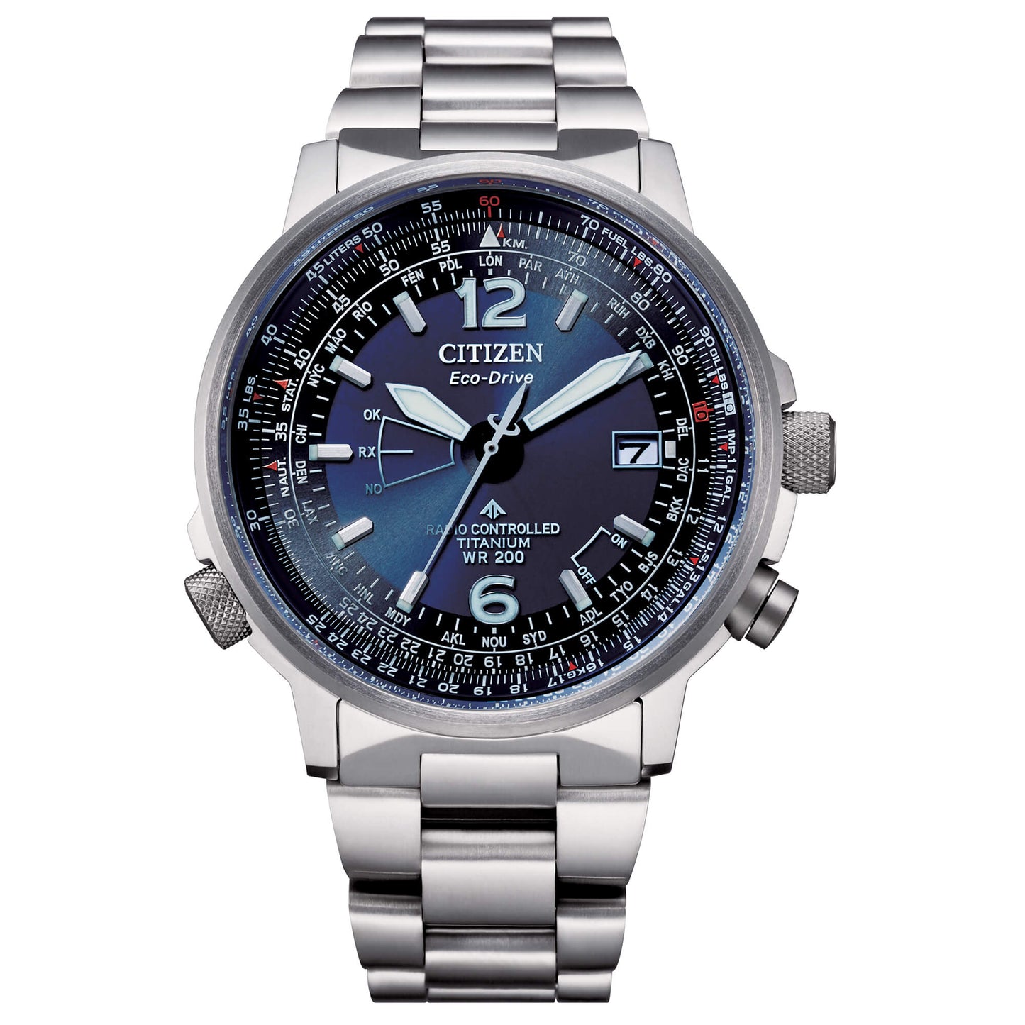 Orologio Citizen Radiocontrollato Pilot Super Titanio Eco-Drive 43 mm Blu