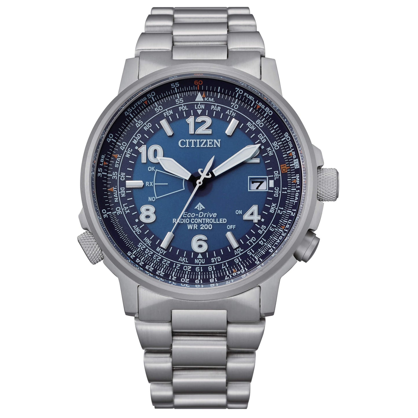 Orologio Citizen Radiocontrollato Pilot Acciaio 43 mm Blu