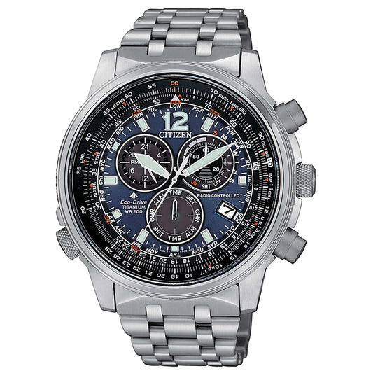 Orologio Citizen Radiocontrollato Chrono Pilot Super Titanio Eco-Drive 45 mm Blu