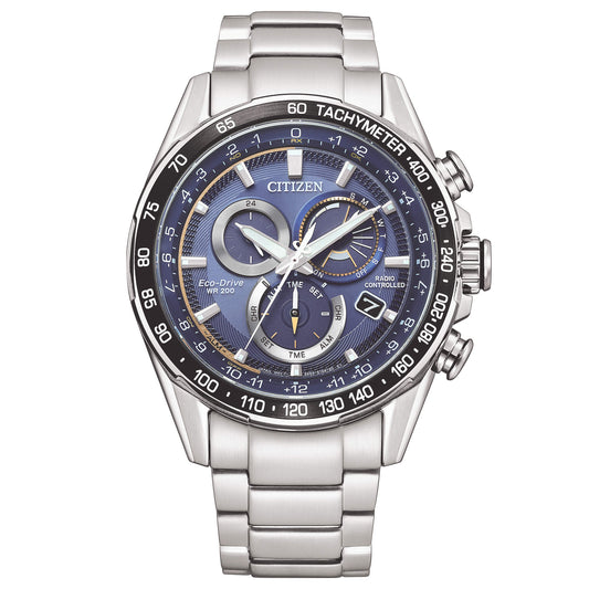 Orologio Citizen Radiocontrollato H660 Acciaio Eco-Drive Chrono 43 mm Blu