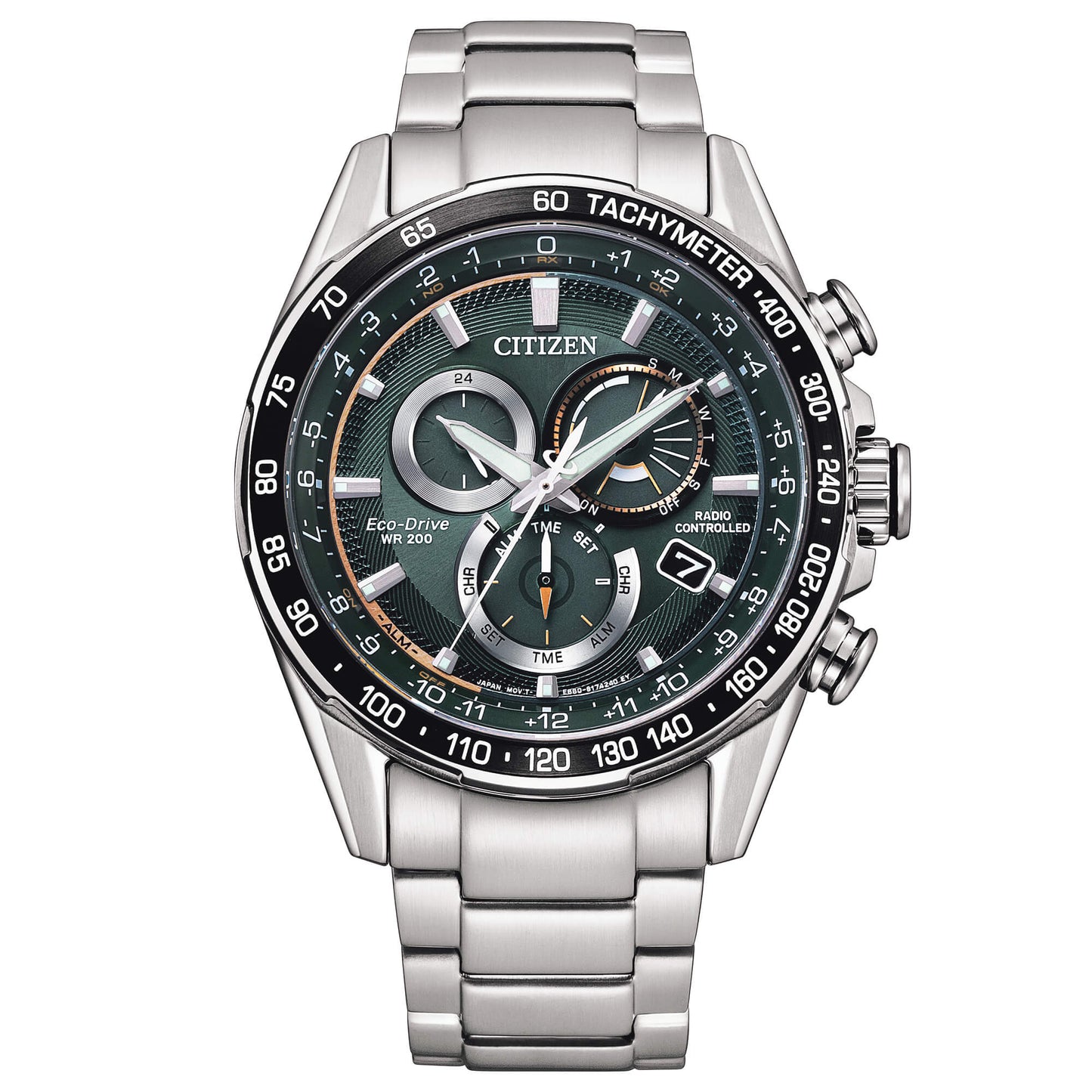 Orologio Citizen Radiocontrollato H660 Acciaio Eco-Drive Chrono 43 mm Verde