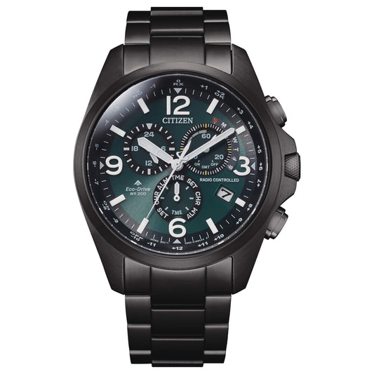 Orologio Citizen Radiocontrollato Field Acciaio Eco-Drive Chrono 43 mm Verde