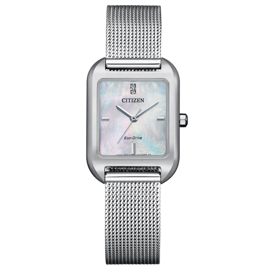 Orologio Citizen Lady Square Mesh Eco-Drive 30 mm Madreperla Maglia Milanese