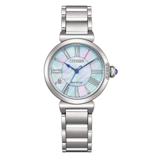 Orologio Citizen Lady Maybell Eco-Drive 29,5 mm Madreperla Azzurra 5 Diamanti