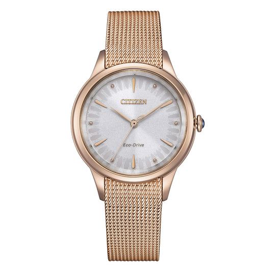 Orologio Citizen Lady Gerbera Eco-Drive 32 mm Pvd Oro Rosa Braccialato Maglia Milanese