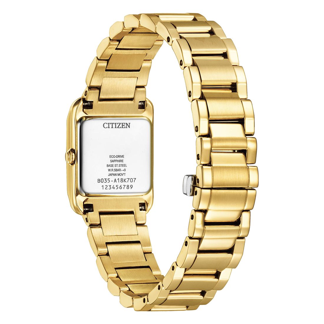 Orologio Citizen Square Eco-Drive Lady Quadrato 22 Mm Pvd Oro Braccialato Madreperla
