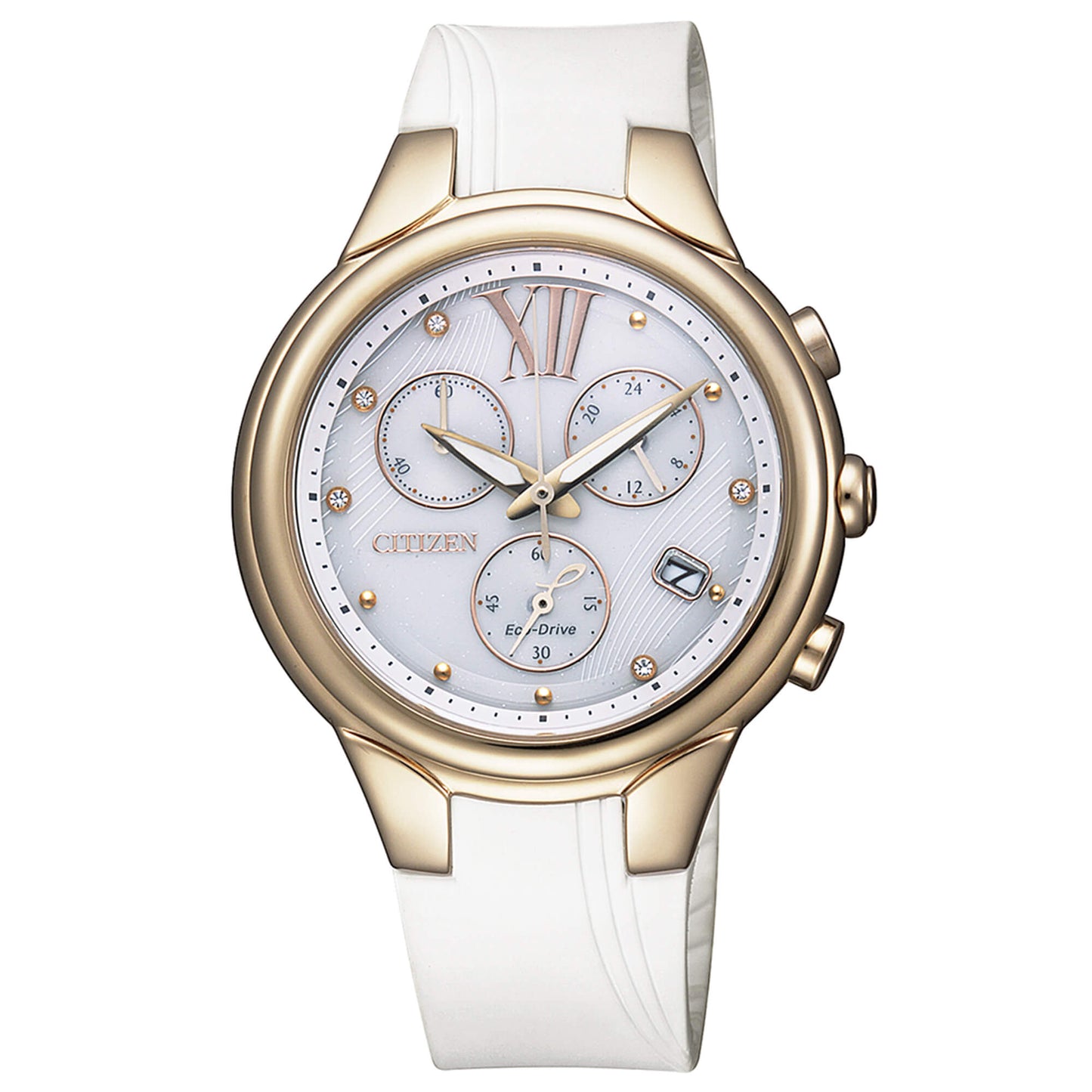 Orologio Citizen Eco-Drive Chrono Lady Bianco con diamanti